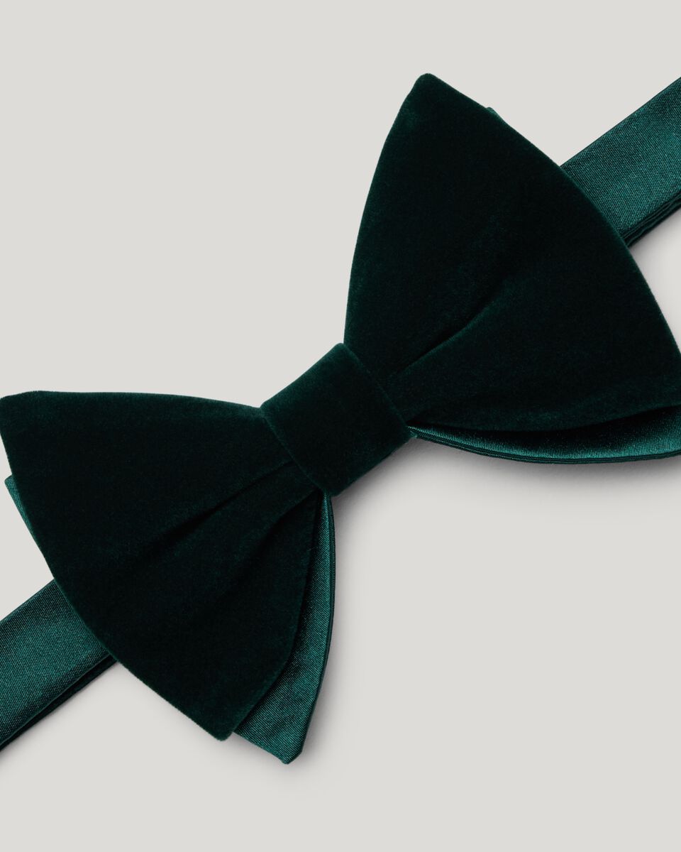 Velvet & Silk Satin Bow Tie, Emerald, hi-res
